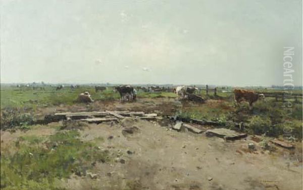 Milking Time Oil Painting by Cornelis Vreedenburgh