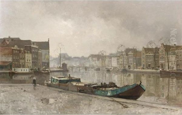 View Of The Spaarne, Haarlem Oil Painting by Cornelis Vreedenburgh