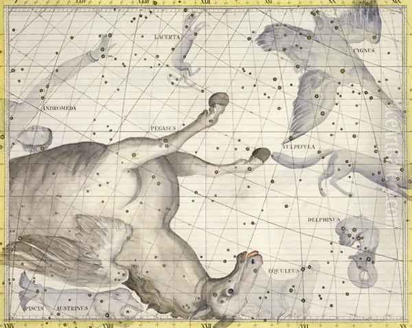 Constellation of Pegasus, plate 25 from Atlas Coelestis, by John Flamsteed 1646-1710, published in 1729 Oil Painting by Sir James Thornhill