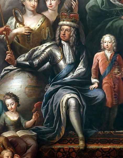 George I and his grandson, Prince Frederick, detail from the Painted Hall Oil Painting by Sir James Thornhill