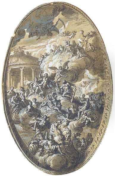 Proposed design for the saloon ceiling at Blenheim Palace, Oxfordshire The Apotheosis of Hercules Oil Painting by Sir James Thornhill