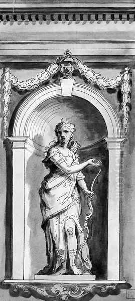 Study for a statue of Diana, in a niche Oil Painting by Sir James Thornhill