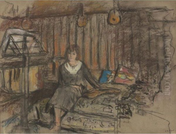 Madame Fried Reveuse (etude) Oil Painting by Jean-Edouard Vuillard