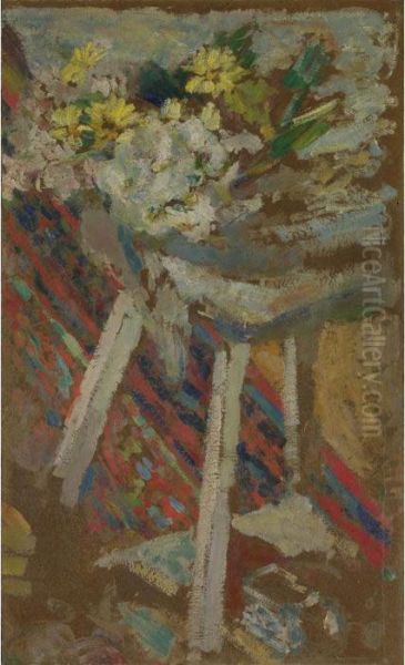 Flowers On A Stool Oil Painting by Jean-Edouard Vuillard