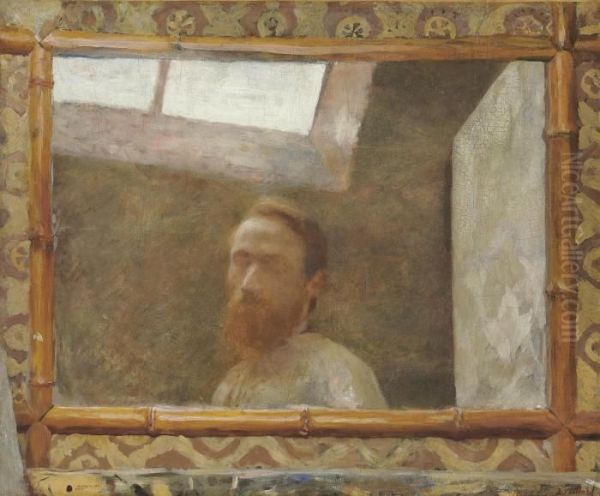 Autoportrait Au Miroir De Bambou Oil Painting by Jean-Edouard Vuillard