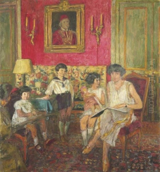 Madame Jean Bloch Et Ses Enfants Oil Painting by Jean-Edouard Vuillard