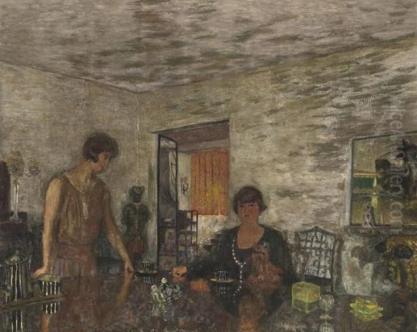 Misia Sert Et Sa Niece Mimi Godebska, Ou 'les Tasses Noirs' Oil Painting by Jean-Edouard Vuillard