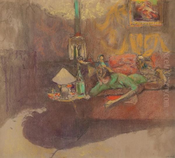 Gabrielle Jonas Etendue Sur Un Divan Oil Painting by Jean-Edouard Vuillard