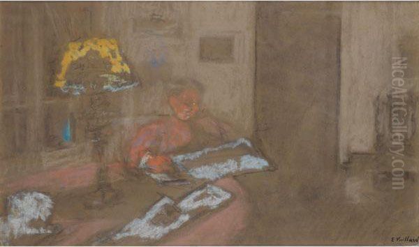 Madame Vuillard Lisant Le Journal Oil Painting by Jean-Edouard Vuillard