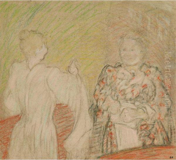 Madame Vuillard Conversant Avec Une Jeune Fille by Jean-Edouard Vuillard