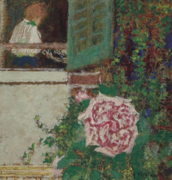 Jeune Femme A La Fenatre Et Fleur Oil Painting by Jean-Edouard Vuillard