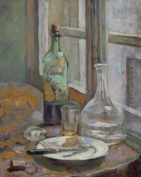 Nature Morte Avec Bouteille Et Carafe Oil Painting by Jean-Edouard Vuillard