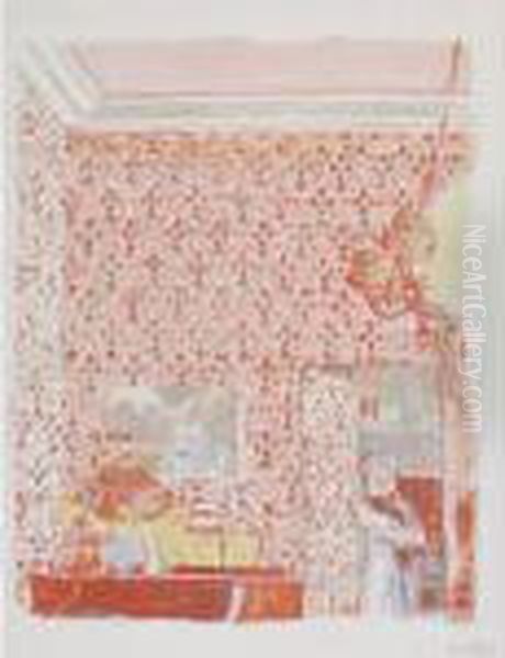 Interieur Aux Tentures Roses I Oil Painting by Jean-Edouard Vuillard