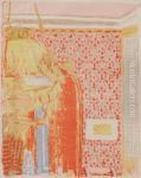 Interieur Aux Tentures Roses Ii Oil Painting by Jean-Edouard Vuillard