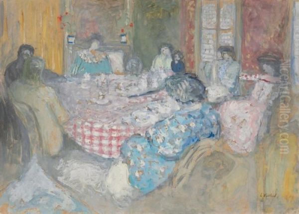 La Nappe A Carreaux Oil Painting by Jean-Edouard Vuillard