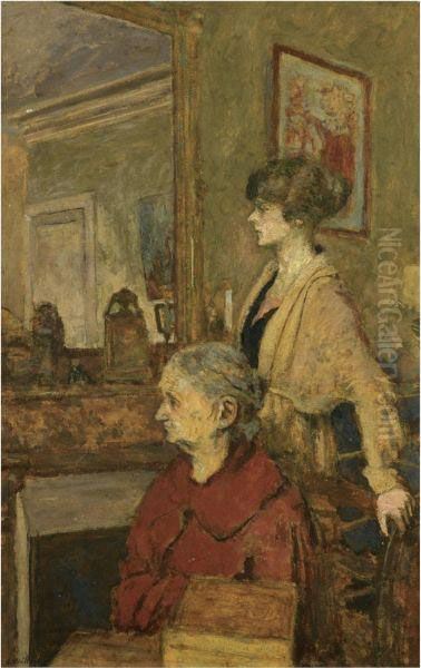 Madame Vuillard Et Annette, Rue De Calais Oil Painting by Jean-Edouard Vuillard