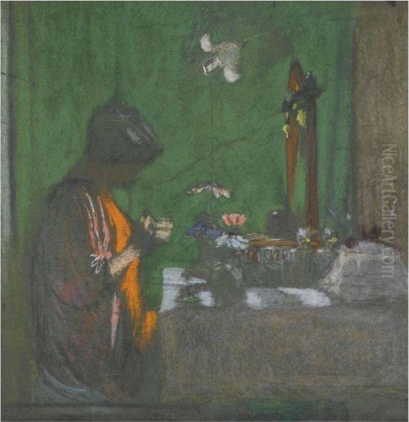 Madame Hessel A Son Cabinet De Toilette Oil Painting by Jean-Edouard Vuillard