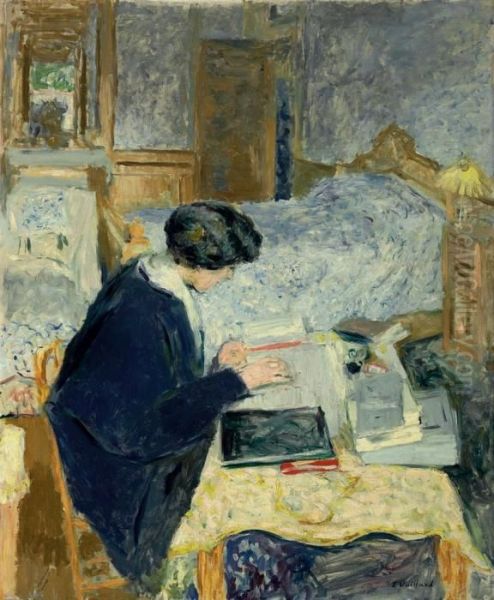 Lucie Hessel Lisant Oil Painting by Jean-Edouard Vuillard