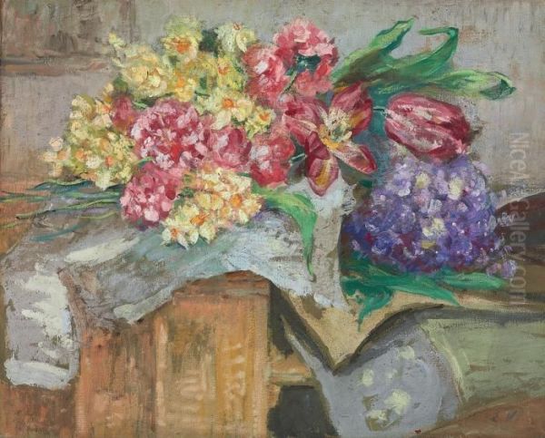 Fleurs Oil Painting by Jean-Edouard Vuillard