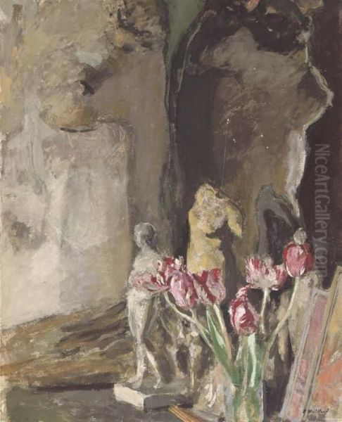 Tulipes Et Statuettes Oil Painting by Jean-Edouard Vuillard