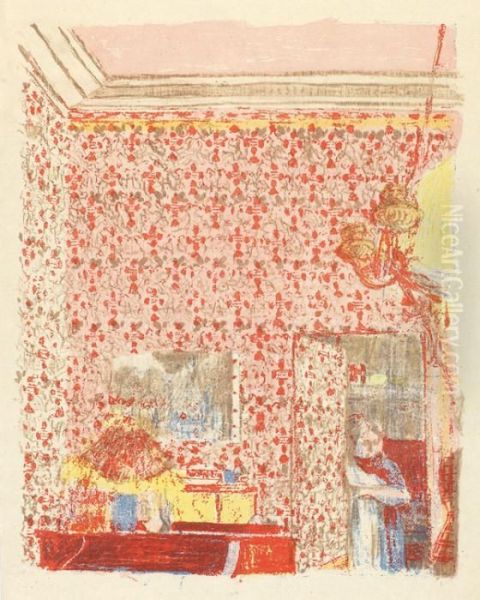 L'interieur Aux Tentures Roses. I. Oil Painting by Jean-Edouard Vuillard