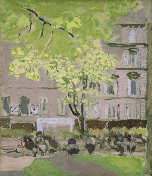 Femmes Assises Sur Les Bancs Du Square Berlioz, Place Vintimille Oil Painting by Jean-Edouard Vuillard