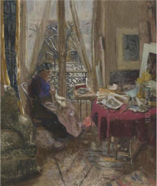 Madame Vuillard Un Jour De Neige Oil Painting by Jean-Edouard Vuillard