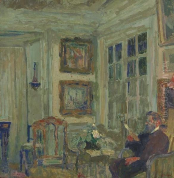 Arthur Fontaine Lisant--i Oil Painting by Jean-Edouard Vuillard