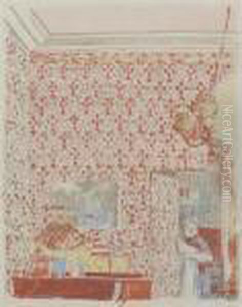 Interieur Aux Tentures Roses (roger-marx 36) Oil Painting by Jean-Edouard Vuillard