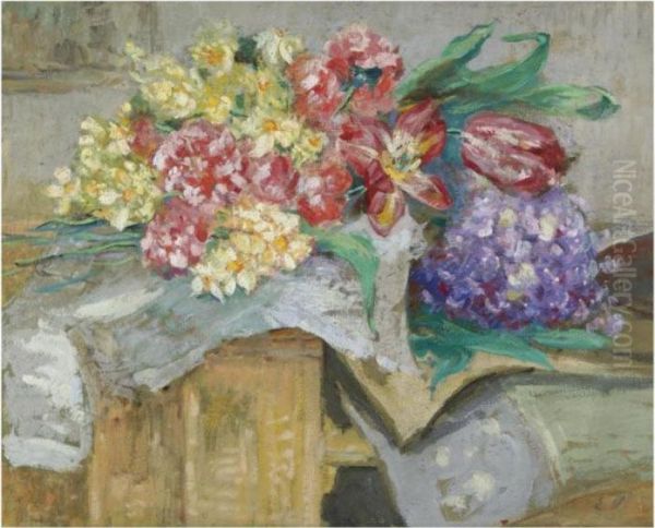 Fleurs Oil Painting by Jean-Edouard Vuillard