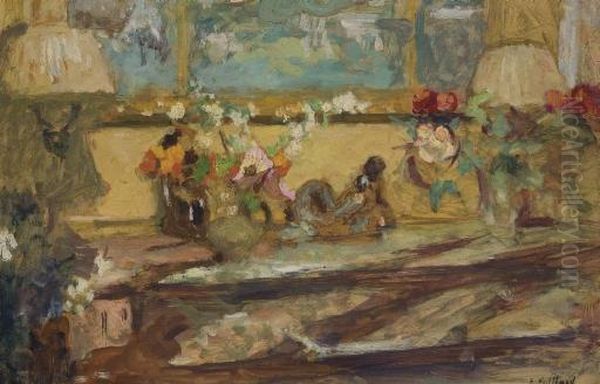 Fleurs Sur Une Console Oil Painting by Jean-Edouard Vuillard