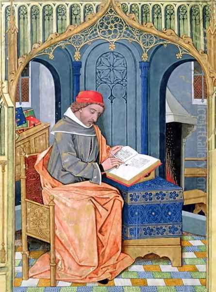 Matthaeus Platearius d.c.1161 writing The Book of Simple Medicines, c.1470 Oil Painting by Robinet Testard