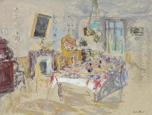 La Nappe A Carreaux Rouges Oil Painting by Jean-Edouard Vuillard