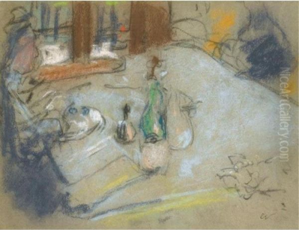 Mme Vuillard A Table Oil Painting by Jean-Edouard Vuillard