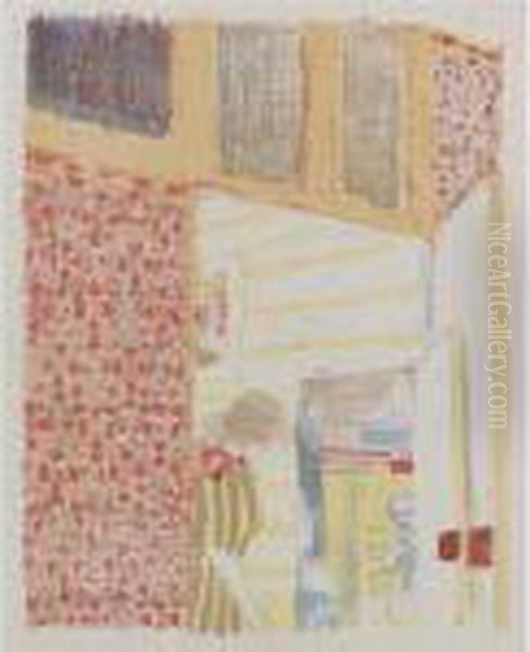 Interieur Aux Tentures Roses Iii (r.-m. 38) Oil Painting by Jean-Edouard Vuillard