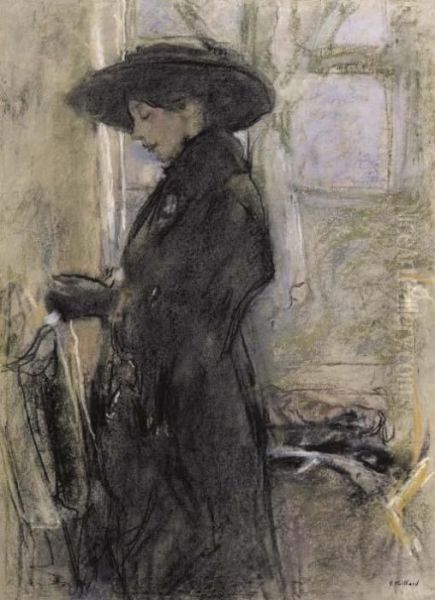 Jeune Femme De Profil Avec Un Large Chapeau Noir Oil Painting by Jean-Edouard Vuillard