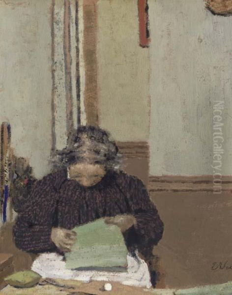 Madame Vuillard Cousant Oil Painting by Jean-Edouard Vuillard