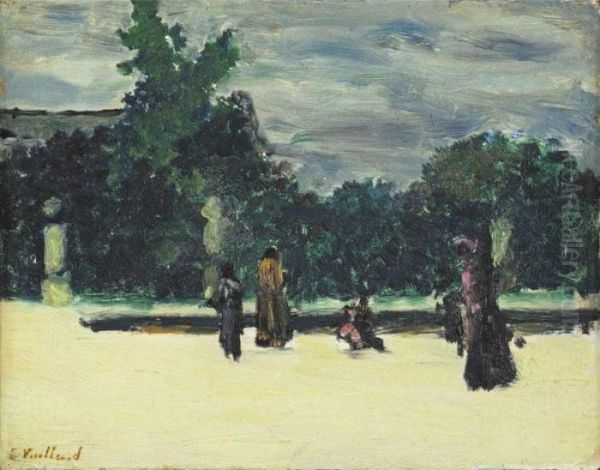 Autour Du Bassin, Aux Tuileries Oil Painting by Jean-Edouard Vuillard