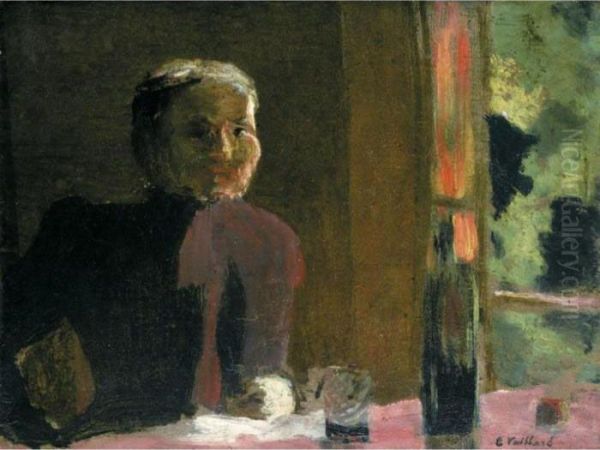 Madame Vuillard A Table Oil Painting by Jean-Edouard Vuillard