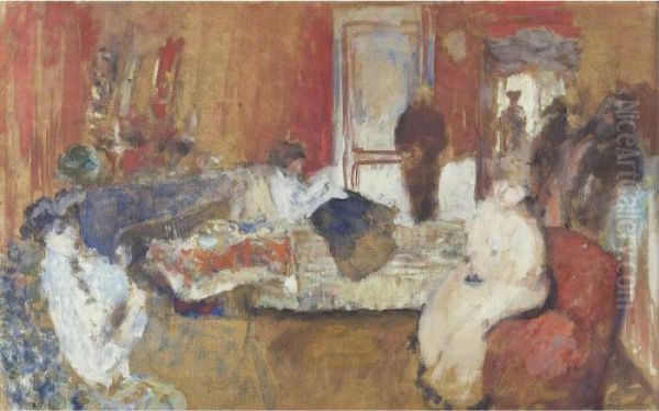 Dans La Chambre Rouge Oil Painting by Jean-Edouard Vuillard