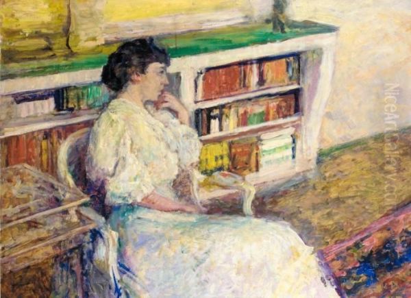 Portrait De Femme En Blanc Oil Painting by Jean-Edouard Vuillard