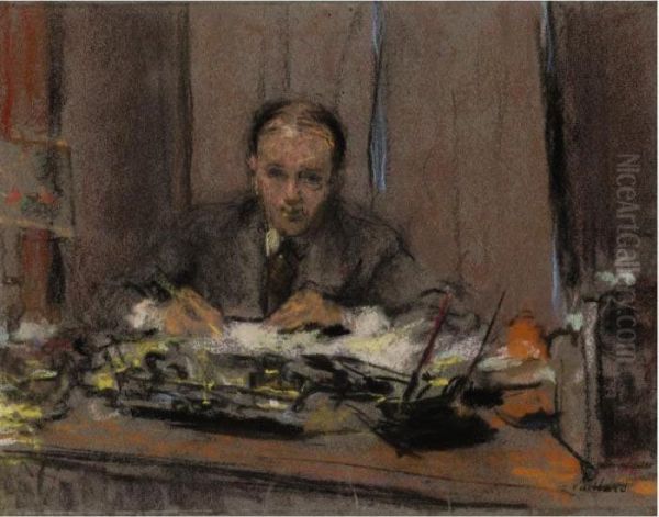 Lucien Rosengart, Etude Oil Painting by Jean-Edouard Vuillard