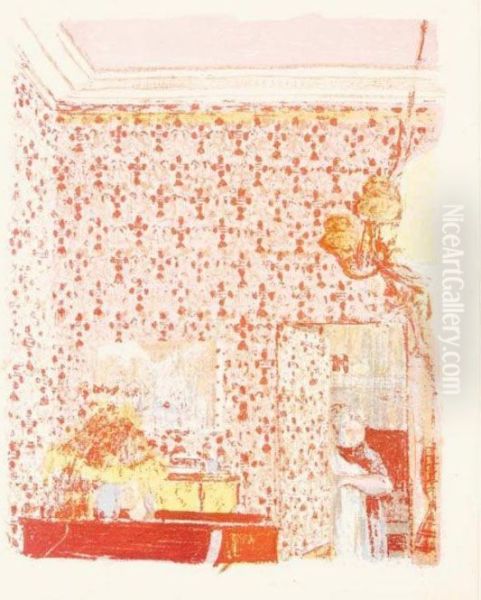 Interieur Aux Tentures Roses Oil Painting by Jean-Edouard Vuillard