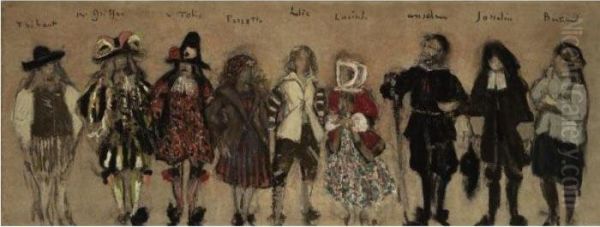 Etude De Costumes Pour Les Neufs
 Personnages De La Coupe Enchantee Par Jean De La Fontaine Oil Painting by Jean-Edouard Vuillard