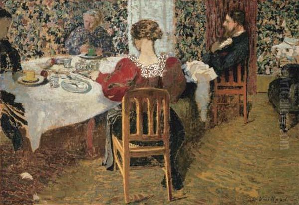 La Table, La Fin Du Dejeuner Chez Madame Vuillard Oil Painting by Jean-Edouard Vuillard