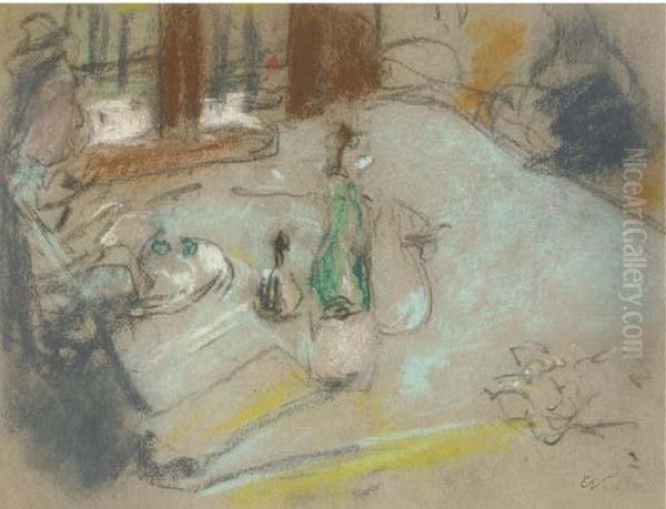 Madame Vuillard A Table Oil Painting by Jean-Edouard Vuillard