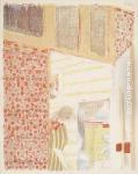 Interieur Aux Tentures Roses Iii Oil Painting by Jean-Edouard Vuillard