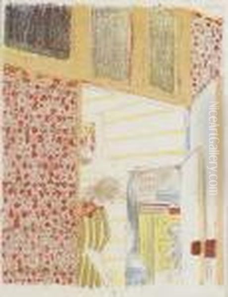 Interieur Aux Tentures Roses Iii, From Paysages Et Interieurs Oil Painting by Jean-Edouard Vuillard