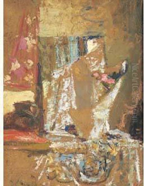 Bouquet De Fleurs Au Tapis Oil Painting by Jean-Edouard Vuillard