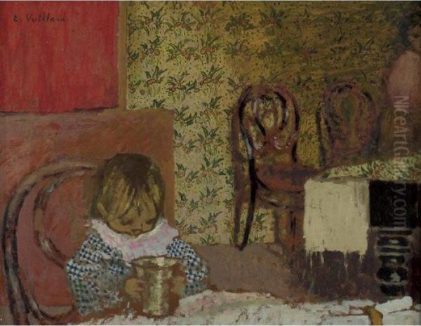 Enfant A Table Oil Painting by Jean-Edouard Vuillard